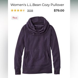LL Bean Cowl Neck Sweatshirt Purple Heather Size Large